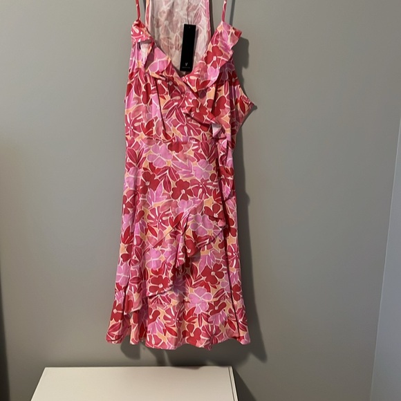 Lulus Divine Destinations Pink Tropical Ruffled Faux-Wrap Mini Dress - Picture 3 of 6